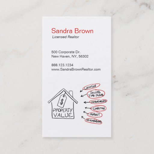 Customizable Realty Property Values Flow Chart Business Card Templates