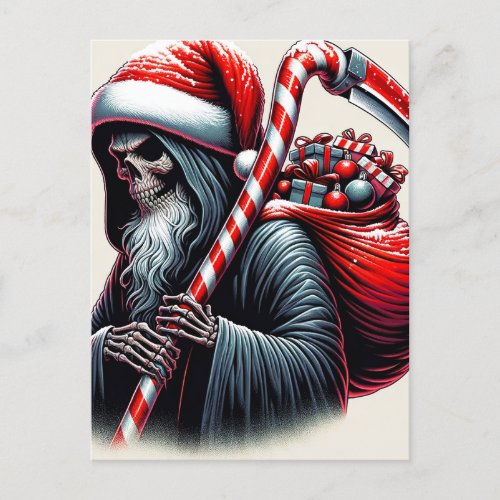 Reaper Horror Santa Christmas Postcard