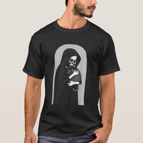 Reaper Of Death And His Black Cat Cuddle Punk Goth T_Shirt