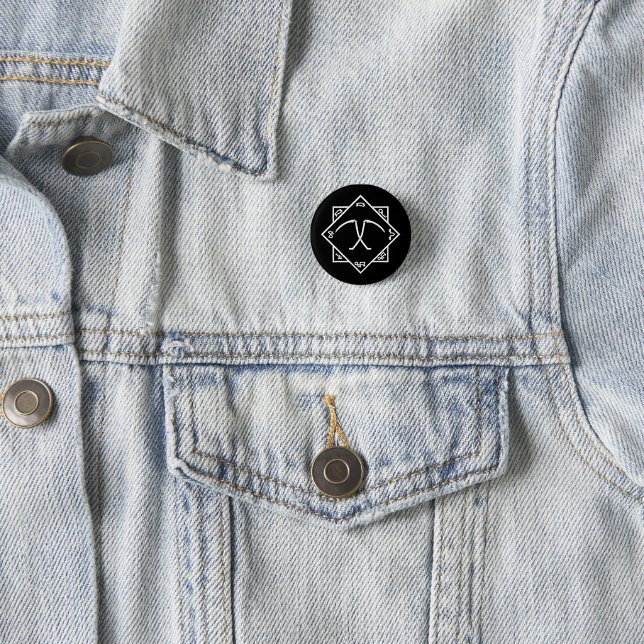 Reaper Trap Goth Black and White Pin Badge (In Situ)