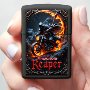 Reaper's Ride Flaming Scythe Black Case Zippo Lighter