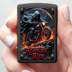 Reaper's Ride Skull Biker Flame Case Zippo Lighter