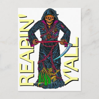 Reapin' Y'all Robed Skeleton Postcard