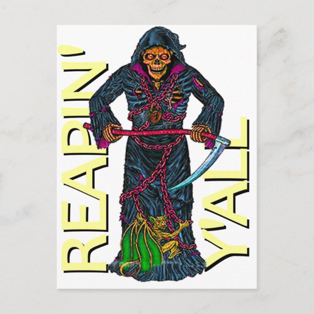 Reapin' Y'all Robed Skeleton Postcard (Front)