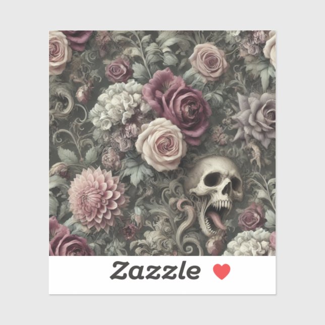 Reaping in the Roses – Gothic Floral Skull  Sticker (Sheet)