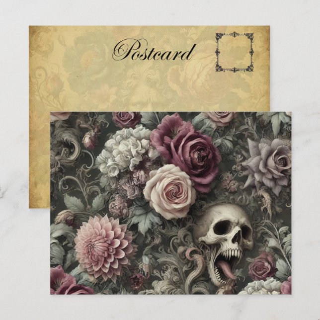 Reaping in the Roses – Gothic Victorian Holiday Postcard (Front/Back)