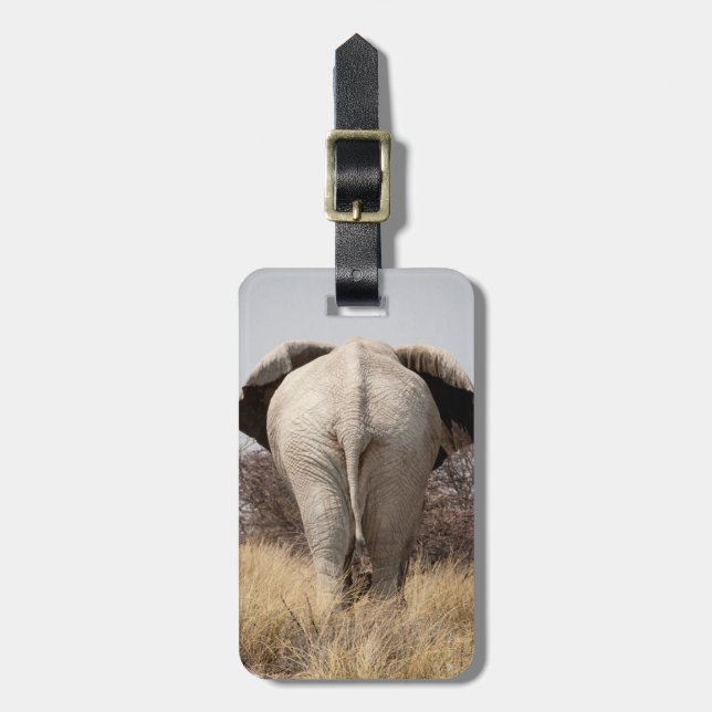 Rear view of elephant luggage tag (Front Vertical)