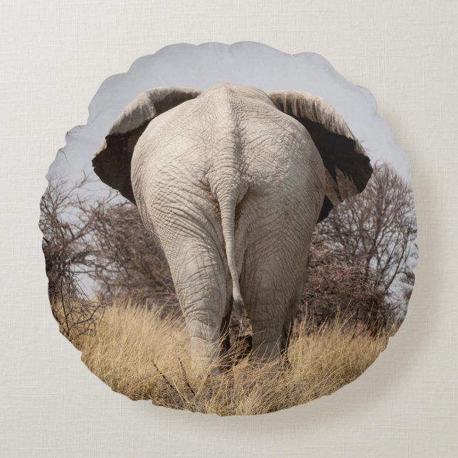 Rear view of elephant round pillow (Front)