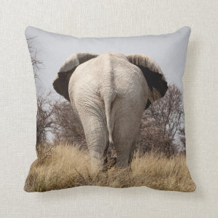Rear view of elephant throw pillow