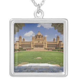 Rear view of Umaid Bhawan Palace hotel, Jodjpur, Silver Plated Necklace