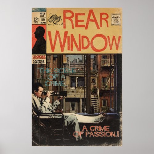 Rear Window  Alfred Hitchcock Comic Book Fan Art Poster