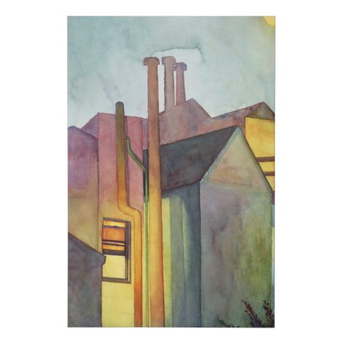 Rear Window Night Scene Watercolor Faux Canvas Print