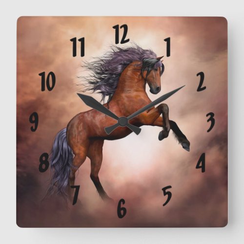 Rearing Bay Horse Clock