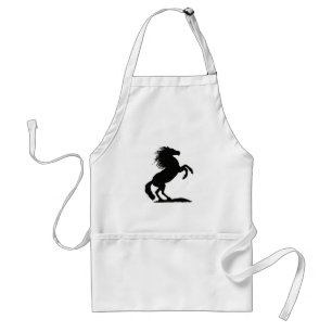 Rearing Black Stallion - Adult Apron