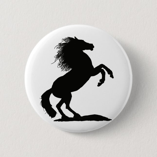 Rearing Black Stallion - Button (Front)