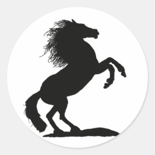 Rearing Black Stallion - Classic Round Sticker