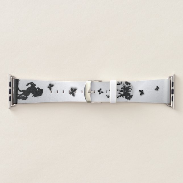 Rearing Black Stallion / Horse on Silver Apple Watch Band (Band)