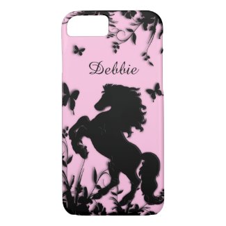 Rearing Black Stallion / Horse Personalized iPhone 8/7 Case