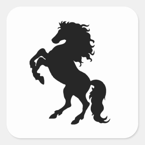 Rearing Black Stallion  Horse Square Sticker