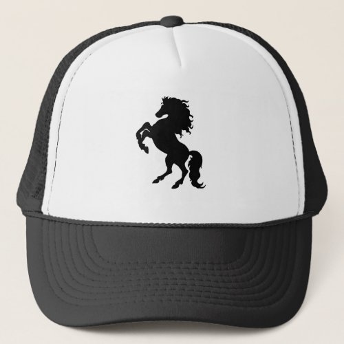 Rearing Black Stallion  Horse Trucker Hat
