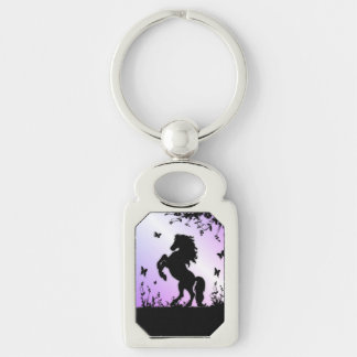 Rearing Black Stallion Keychain