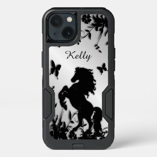 Rearing Black Stallion Otterbox iPhone Case (Back)
