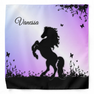 Rearing Black Stallion Personal Bandana