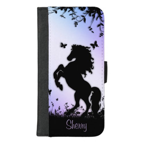 Rearing Black Stallion Personal iPhone 87 Plus Wallet Case