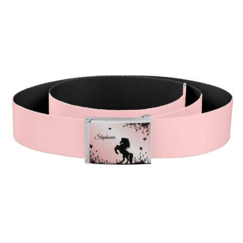 Rearing Black Stallion Personal Pink Belt
