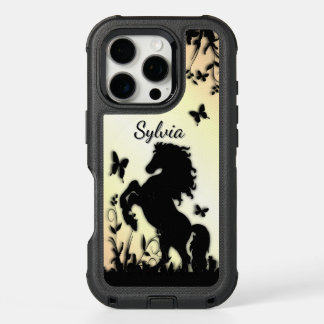 Rearing Black Stallion Personalized iPhone 16 Pro Case