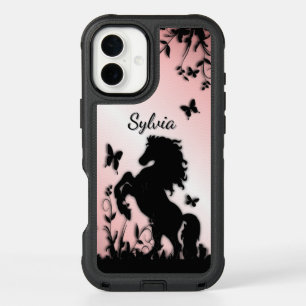 Rearing Black Stallion Personalized iPhone 16 Plus Case