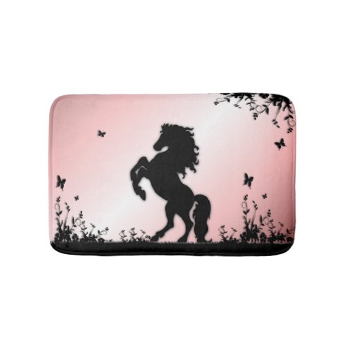 Rearing Black Stallion Pink Bath Mat