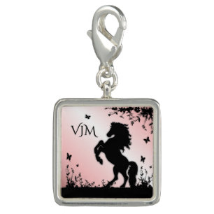 Rearing Black Stallion Pink Charm