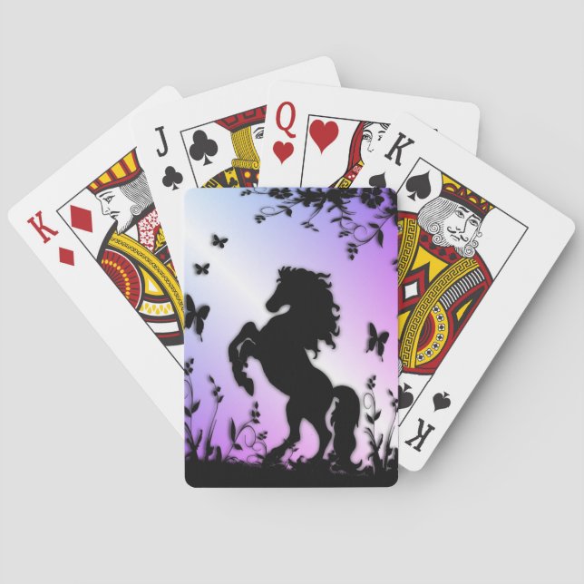 Rearing Black Stallion Playing Cards (Back)