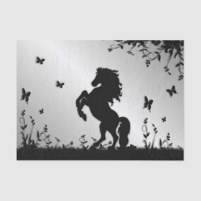 Rearing Black Stallion Tissue Paper (Front)