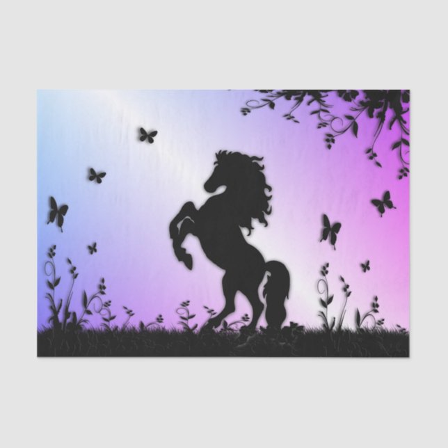 Rearing Black Stallion Tissue Paper (Front)