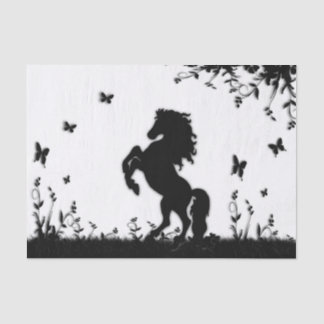 Rearing Black Stallion White Tissue Paper