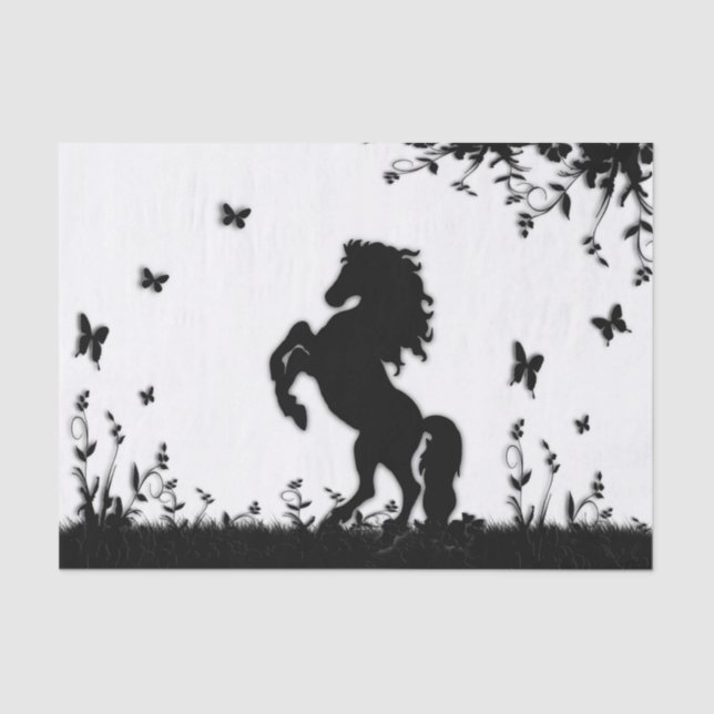 Rearing Black Stallion White Tissue Paper (Front)