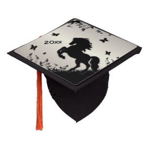 Rearing Black Stallion Year Graduation Cap Topper