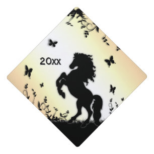 Rearing Black Stallion Year Graduation Cap Topper