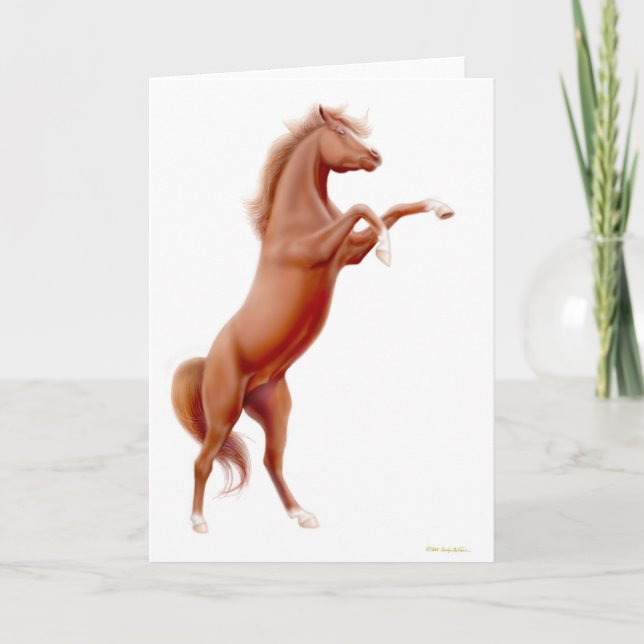 Rearing Chestnut Horse Greeting Card (Front)