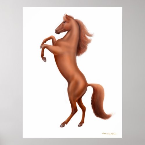 Rearing Chestnut Stallion Poster
