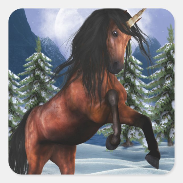 Rearing Chestnut Unicorn Stickers (Front)