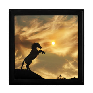 Rearing Horse Art Tile Keepsake Box