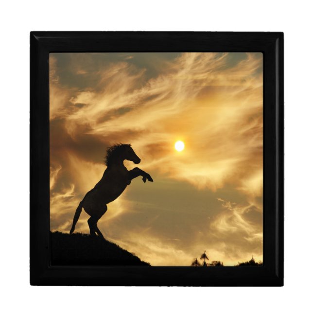 Rearing Horse Art Tile Keepsake Box (Front)