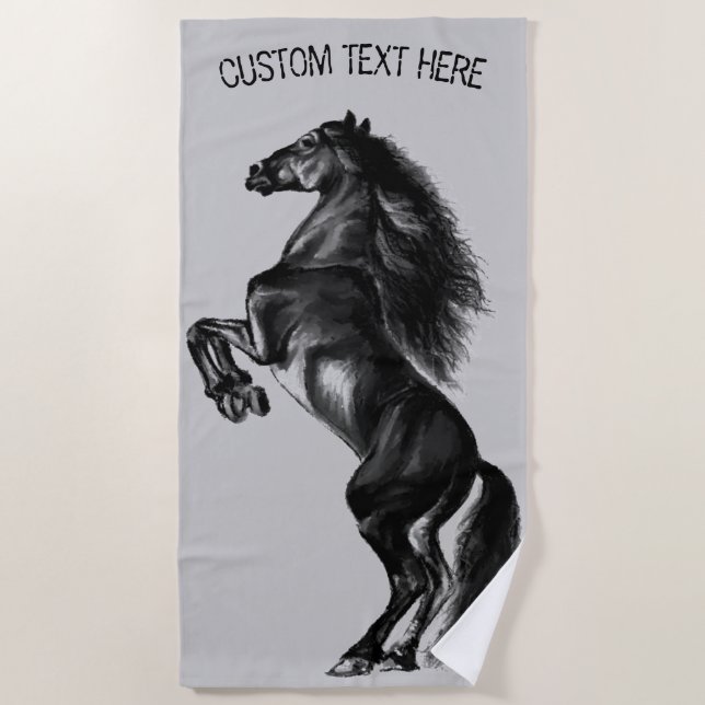 Rearing Horse Beach Towel - Custom Text and Colors (Front)