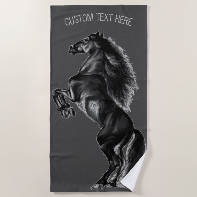 Rearing Horse Beach Towel - Your Text and Colors (Front)