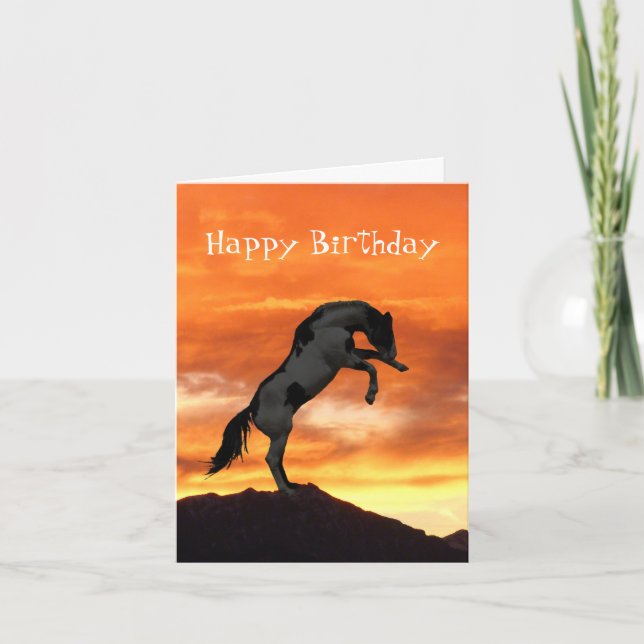 Rearing Horse Birthday Cards (Front)
