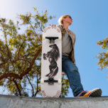 Rearing Horse Custom Text Skateboard<br><div class="desc">Skateboard with Upright Black Wild Horse - Black and White Drawing Animal Art Mustang Horses by MIGNED - Add Your Unique Text / Choose your favorite text and background colors - Resize and move or remove elements with customization tool. Please see my other projects / paintings. You can also transfer...</div>