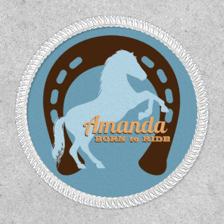 Rearing horse horseshoe personalized apparel patch